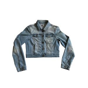 Vintage 90s Papaya Womens Cropped Button Denim Jacket Size M